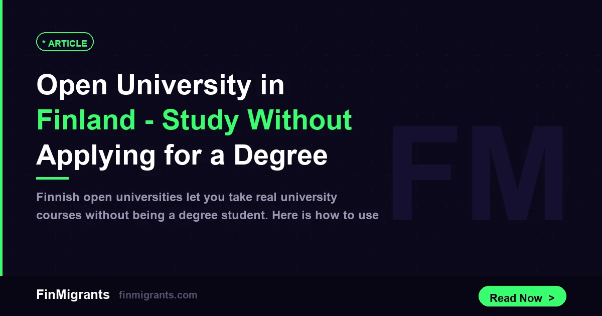 Open University in Finland — Study Without Applying for a Degree Programme